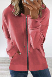 Casual Simplicity Solid Patchwork Zipper Hooded Collar Tops