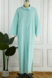 Casual Solid Buckle Solid Color Turndown Collar A Line Dresses