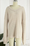 Casual Solid Patchwork V Neck Tops