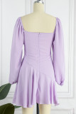 Sweet Elegant Solid Flounce Zipper Square Collar A Line Dresses