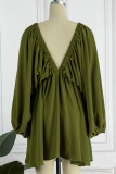 Elegant Solid Patchwork V Neck A Line Dresses