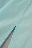 Casual Solid Buckle Solid Color Turndown Collar A Line Dresses