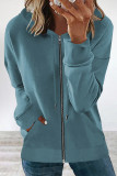 Casual Simplicity Solid Patchwork Zipper Hooded Collar Tops