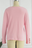 Elegant Solid Buttons V Neck Tops