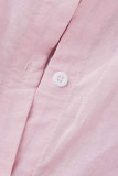 Casual Solid Buckle Solid Color Turndown Collar A Line Dresses