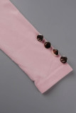 Elegant Solid Buttons V Neck Tops