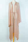 Vacation Simplicity Solid Frenulum Swimwears Cover Up