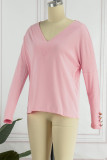 Elegant Solid Buttons V Neck Tops