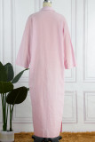 Casual Solid Buckle Solid Color Turndown Collar A Line Dresses