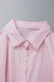 Casual Solid Buckle Solid Color Turndown Collar A Line Dresses