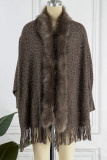Street Leopard Patchwork Cardigan Collar Outerwear
