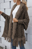 Street Leopard Patchwork Cardigan Collar Outerwear