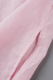 Casual Solid Buckle Solid Color Turndown Collar A Line Dresses