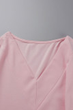 Elegant Solid Buttons V Neck Tops