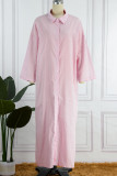 Casual Solid Buckle Solid Color Turndown Collar A Line Dresses