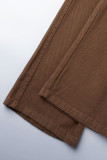 Street Solid Patchwork Pocket Loose Straight Solid Color Bottoms