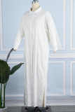 Casual Solid Buckle Solid Color Turndown Collar A Line Dresses