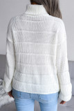 Casual Solid Hollowed Out Turtleneck Tops