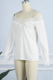 Sexy Solid Lace Patchwork V Neck Tops
