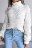 Casual Solid Hollowed Out Turtleneck Tops