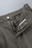 Street Solid Patchwork Pocket Loose Straight Solid Color Bottoms