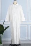 Casual Solid Buckle Solid Color Turndown Collar A Line Dresses