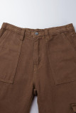 Street Solid Patchwork Pocket Loose Straight Solid Color Bottoms