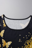 Street Print Patchwork O Neck Printed Dress Dresses