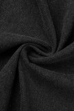 Street Solid Patchwork Pocket Hooded Collar Tops