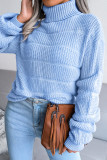 Casual Solid Hollowed Out Turtleneck Tops