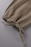 Street Solid Patchwork Pocket Straight Straight Solid Color Bottoms