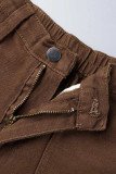 Street Solid Patchwork Pocket Loose Straight Solid Color Bottoms