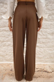 Elegant Simplicity Solid Buttons Without Belt Straight High Waist Straight Patchwork Bottoms