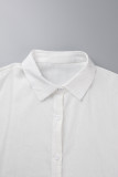 Casual Solid Buckle Solid Color Turndown Collar A Line Dresses
