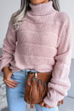 Casual Solid Hollowed Out Turtleneck Tops