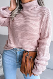 Casual Solid Hollowed Out Turtleneck Tops