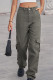 Street Solid Patchwork Pocket Loose Straight Solid Color Bottoms