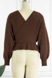 Work Solid Beading V Neck Tops