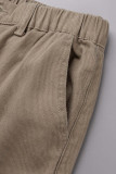 Street Solid Patchwork Pocket Straight Straight Solid Color Bottoms