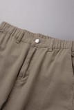 Street Solid Patchwork Pocket Straight Straight Solid Color Bottoms