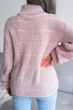 Casual Solid Hollowed Out Turtleneck Tops