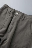 Street Solid Patchwork Pocket Loose Straight Solid Color Bottoms