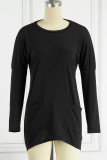 Casual Solid Patchwork O Neck Tops