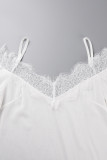 Sexy Solid Lace Patchwork V Neck Tops
