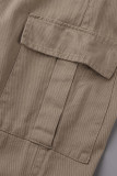 Street Solid Patchwork Pocket Straight Straight Solid Color Bottoms