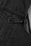 Street Solid Patchwork Pocket Hooded Collar Tops