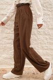 Elegant Simplicity Solid Buttons Without Belt Straight High Waist Straight Patchwork Bottoms