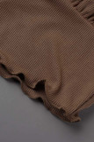 Sexy Solid Draw String Fold Stringy Selvedge Square Collar Tops