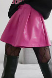 Solid Buttons Loose High Waist Wide Leg Solid Color Bottoms
