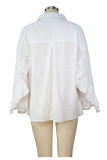 Casual Solid Pocket Turndown Collar Tops